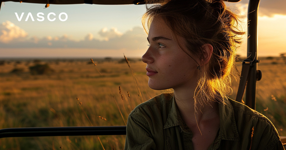 Een foto van een vrouw op reis door Afrika.