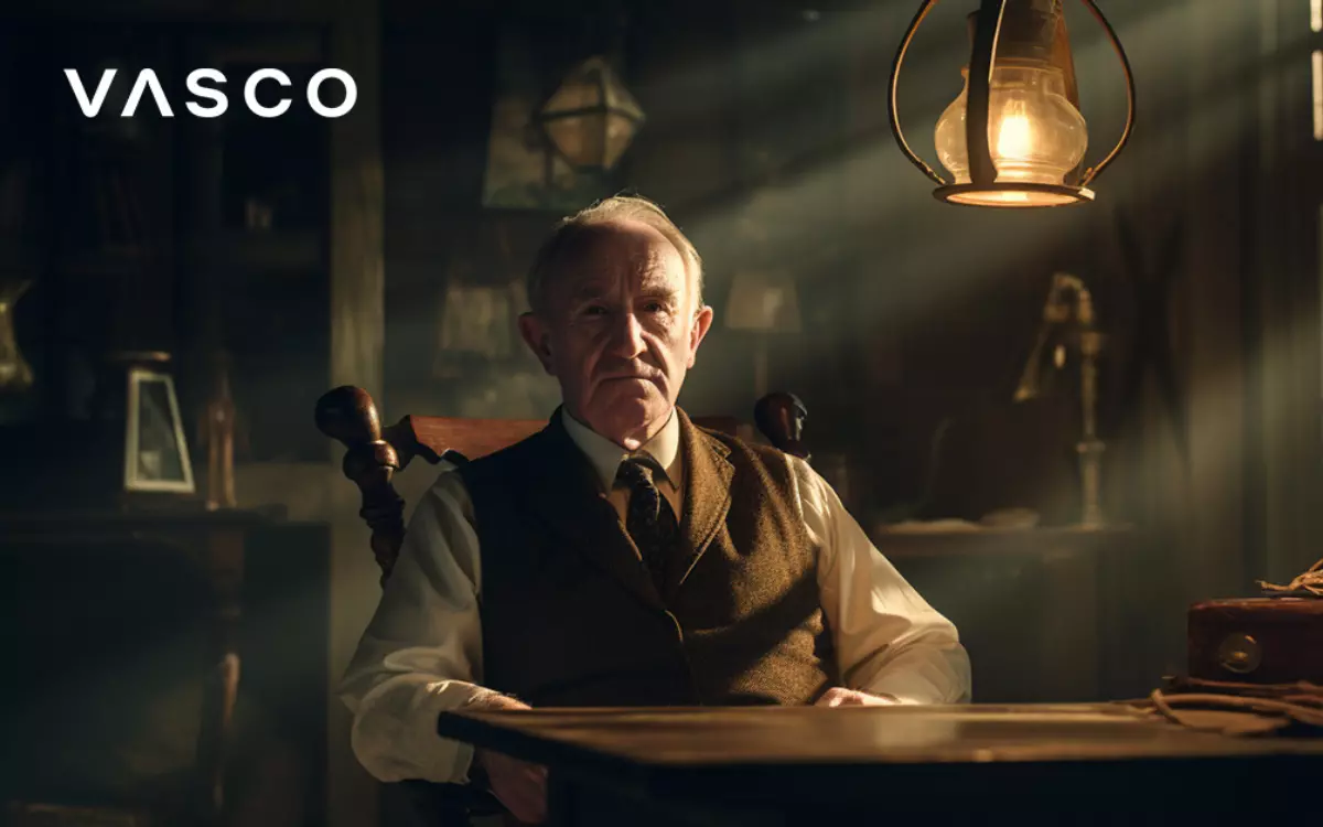 AI-gegenereerde afbeelding van J.R.R. Tolkien.